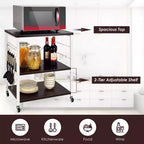 Scaffale da Cucina a 3 Livelli Costway, Carrello per Forno a Microonde con Gancio