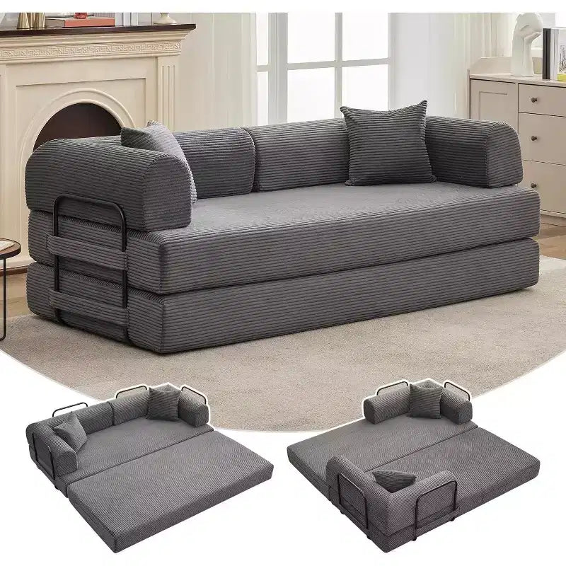 Divano Letto Convertibile 2 in 1, comodo Divano Letto Pieghevole in Corduroy con Seduta Profonda e Braccioli Ampi, Divano Senza Struttura, per Soggiorno, Appartamenti