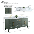 Mobile lavabo doppio Vanity Art 72 per bagno, con top in marmo tecnico