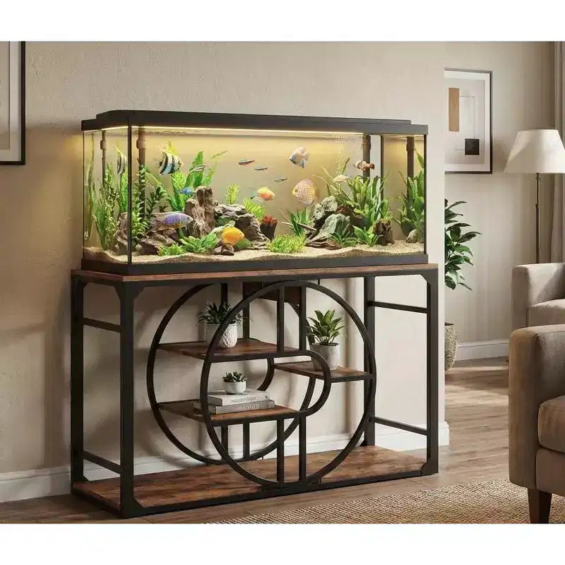 Mobile per Acquario in Metallo da 208-284 Litri, Supporto per Acquario Resistente con Armadietto, Mobile per Acquario a Più Livelli con Gambe Rinforzate, Adatto