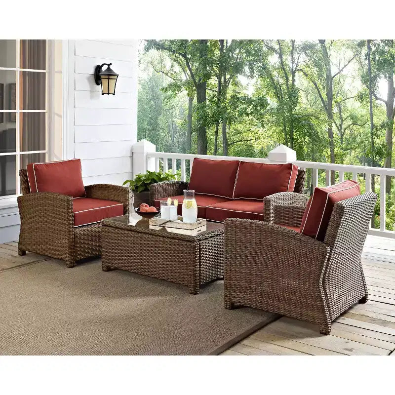 Set da conversazione da esterno a 4 pezzi in vimini Bradenton - Crosley