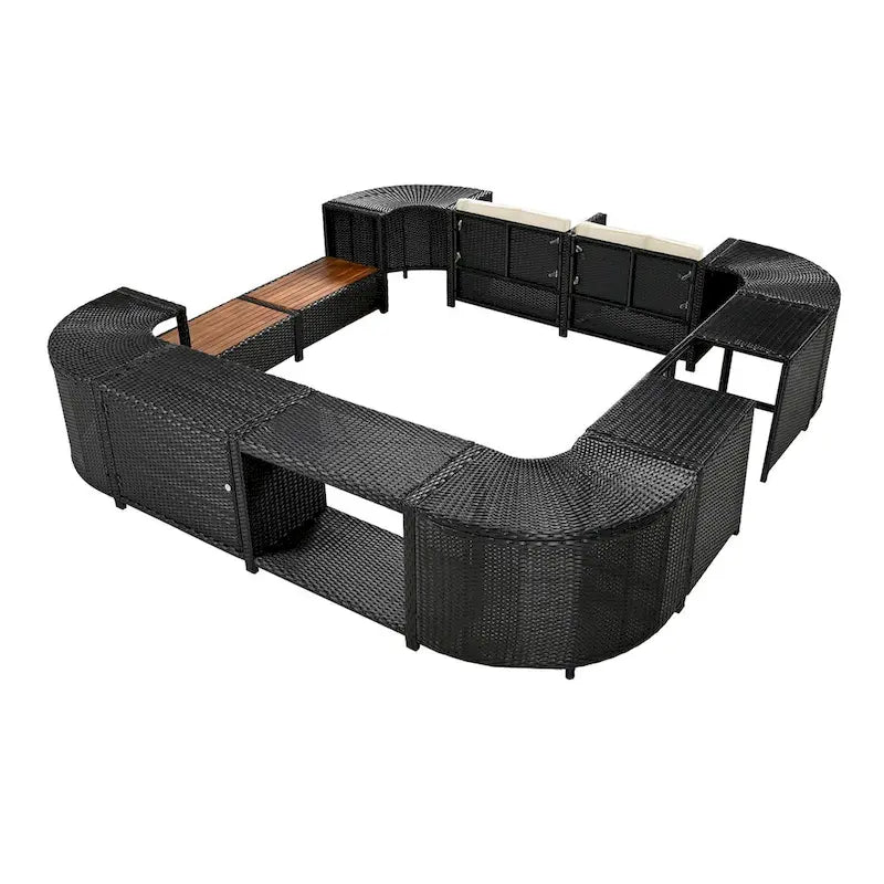 Cornice per Spa, Struttura per Spa Quadrilatera, Divano Sezionale da Esterno in Rattan
