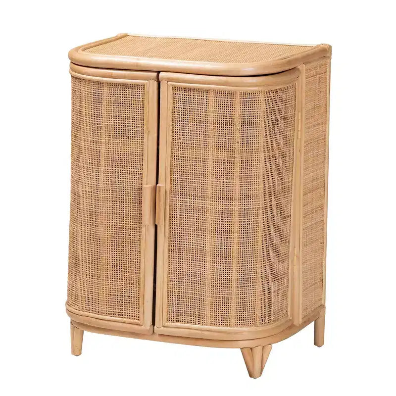 Mobile Contenitore in Rattan Naturale bali & pari Yanka Naturale: Realizzato a mano, 2 ripiani, Design Bohemien