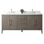 Mobile lavabo doppio Vanity Art 72 per bagno, con top in marmo tecnico