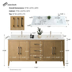 Mobile lavabo doppio Vanity Art 72 per bagno, con top in marmo tecnico