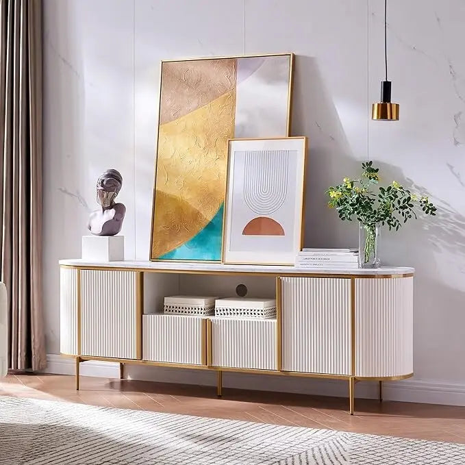 Mobile TV di lusso moderno, Centro intrattenimento, con piano effetto marmo