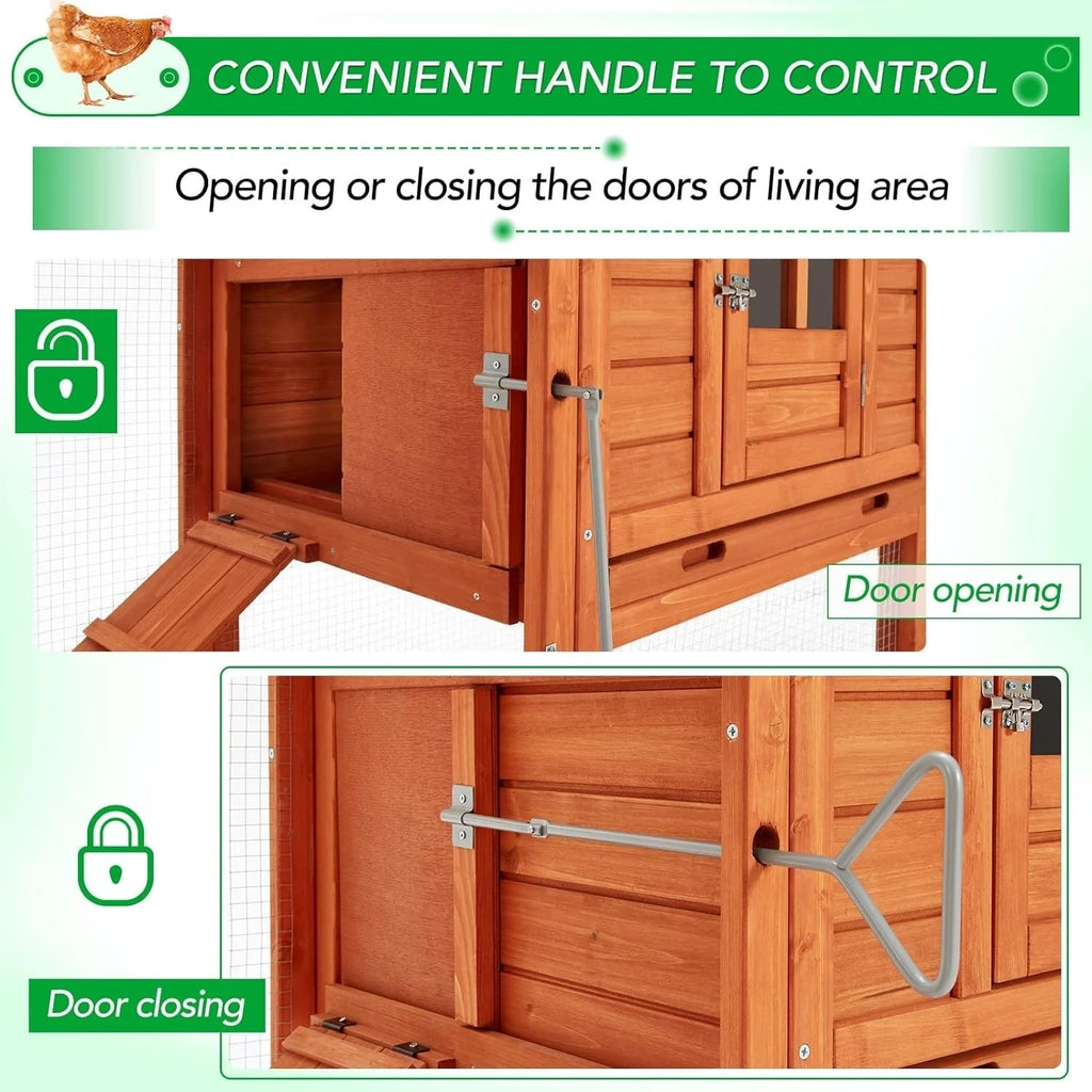 AECOJOY Pollaio grande da 365 cm con recinto, gabbia per pollame in legno