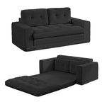 Mjkone Divano Letto Futon Convertibile 2-in-1 da 180 cm, in Tessuto a Coste, Pieghevole con Bottoni Trapuntati, Salvaspazio