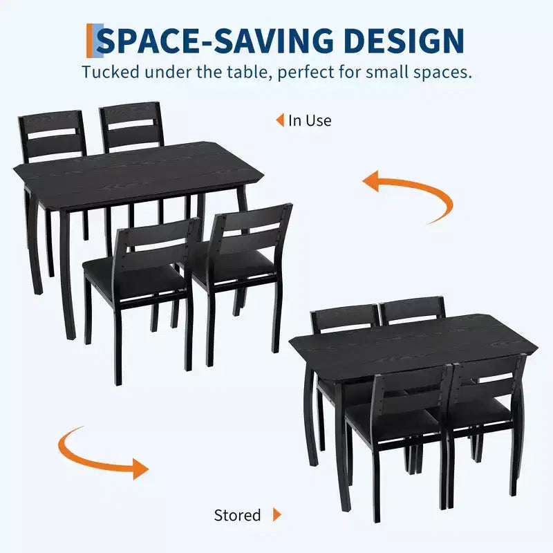 Set da 5 Pezzi di Tavolo e Sedie da Cucina con Struttura in Metallo, con Design Smussato