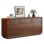 Comò in legno stile Art Déco con intagli geometrici