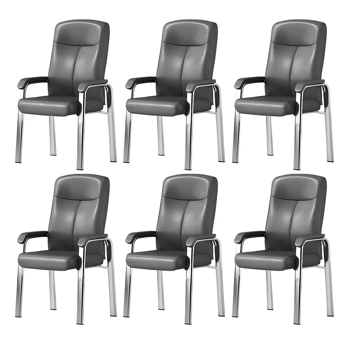 Sedia da ufficio HomeyFad moderna in pelle e metallo a 4 gambe con braccioli