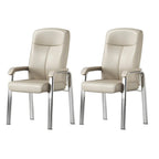 Sedia da ufficio HomeyFad moderna in pelle e metallo a 4 gambe con braccioli