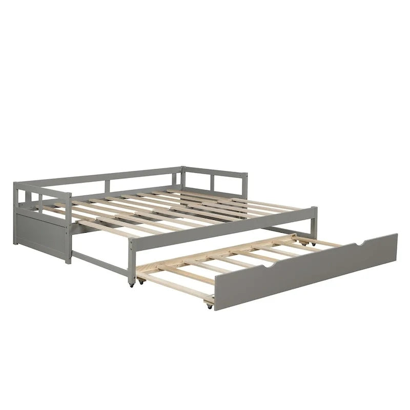 Letto a giorno estensibile con letto estraibile, Letto a giorno in legno con letto estraibile