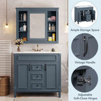 Mobile bagno moderno da 90 cm con lavabo integrato e specchiera, 2 ante e 2 cassetti