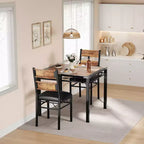 Set tavolo da pranzo per 4 persone, con 4 sedie imbottite, set tavolo da pranzo da 5 pezzi in legno con protezione angolare per cucina, appartamento, piccoli spazi