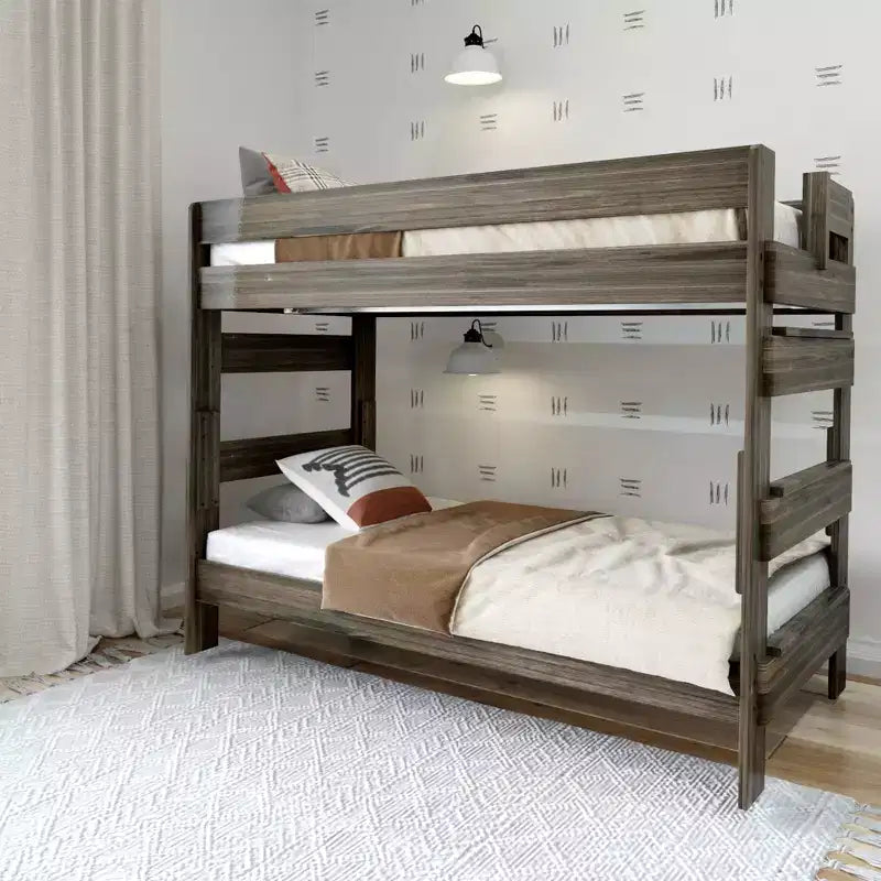 Letto a castello in legno massello stile rustico Plank+Beam per adulti (due letti singoli)