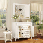 Mobile bagno moderno da 90 cm con lavabo integrato e specchiera, 2 ante e 2 cassetti