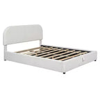 Letto matrimoniale imbottito con contenitore sollevabile - Bianco