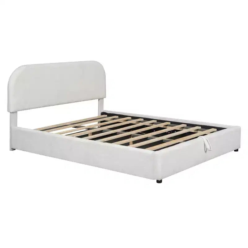 Letto matrimoniale imbottito con contenitore sollevabile - Bianco