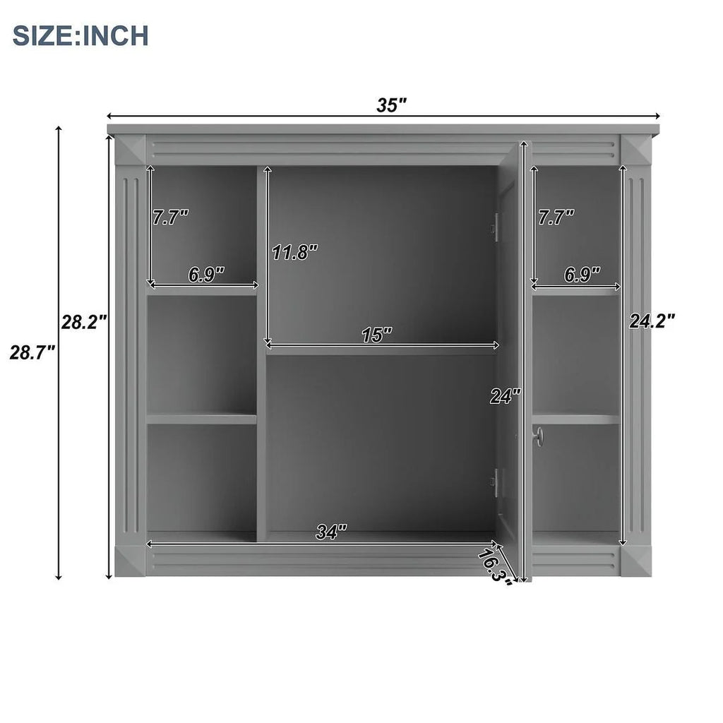 Mobile bagno moderno da 90 cm con lavabo integrato e specchiera, 2 ante e 2 cassetti