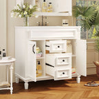 Mobile bagno moderno da 90 cm con lavabo integrato e specchiera, 2 ante e 2 cassetti