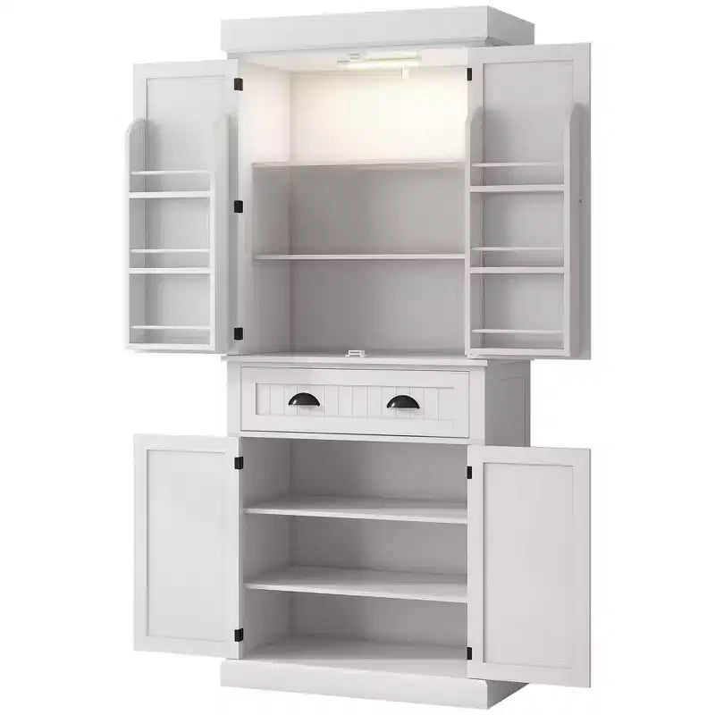 Mobile credenza da cucina da 71" con luci a LED, 6 ante con ripiani, un cassetto e 4 ripiani regolabili