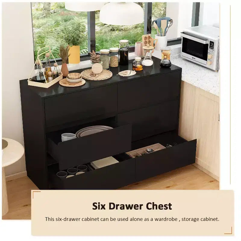 Credenza da buffet intelligente girevole/allungabile con 6 cassetti, piano d'appoggio esteso, tappetino antiscivolo, tavolo da pranzo girevole, isola per cucina/dispensa
