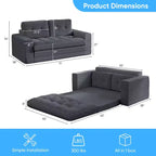Mjkone Divano Letto Futon Convertibile 2-in-1 da 180 cm, in Tessuto a Coste, Pieghevole con Bottoni Trapuntati, Salvaspazio