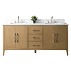Mobile lavabo doppio Vanity Art 72 per bagno, con top in marmo tecnico