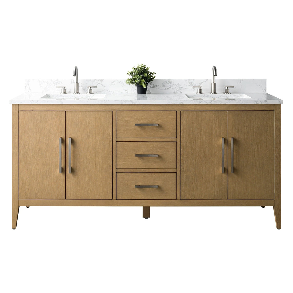 Mobile lavabo doppio Vanity Art 72 per bagno, con top in marmo tecnico