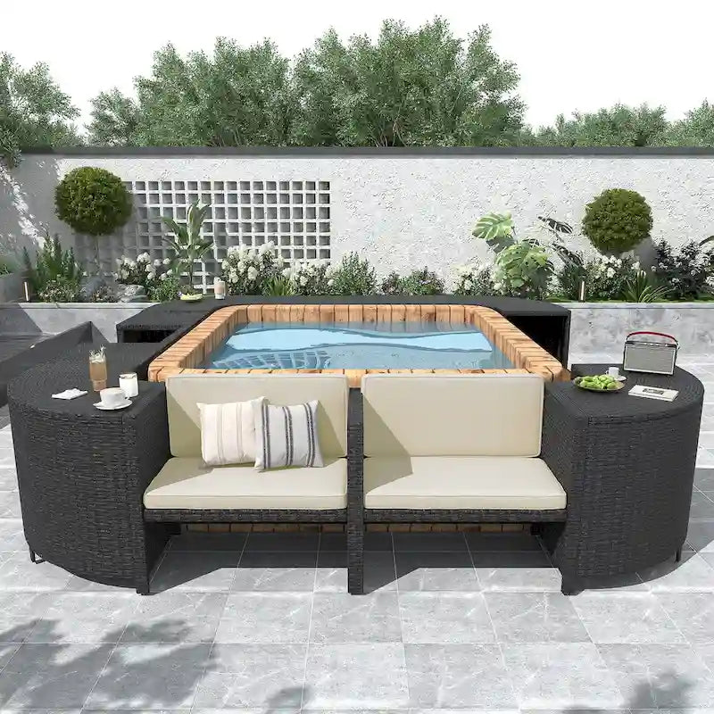 Cornice per Spa, Struttura per Spa Quadrilatera, Divano Sezionale da Esterno in Rattan