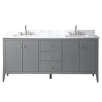Mobile lavabo doppio Vanity Art 72 per bagno, con top in marmo tecnico