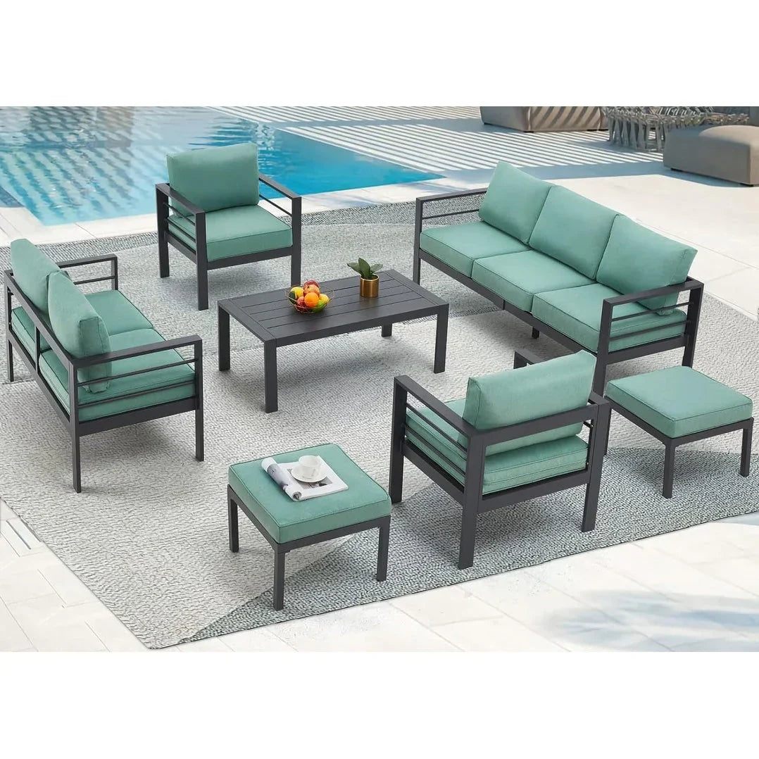 AECOJOY Set di mobili da giardino a 7 pezzi in alluminio Set da conversazione per esterni
