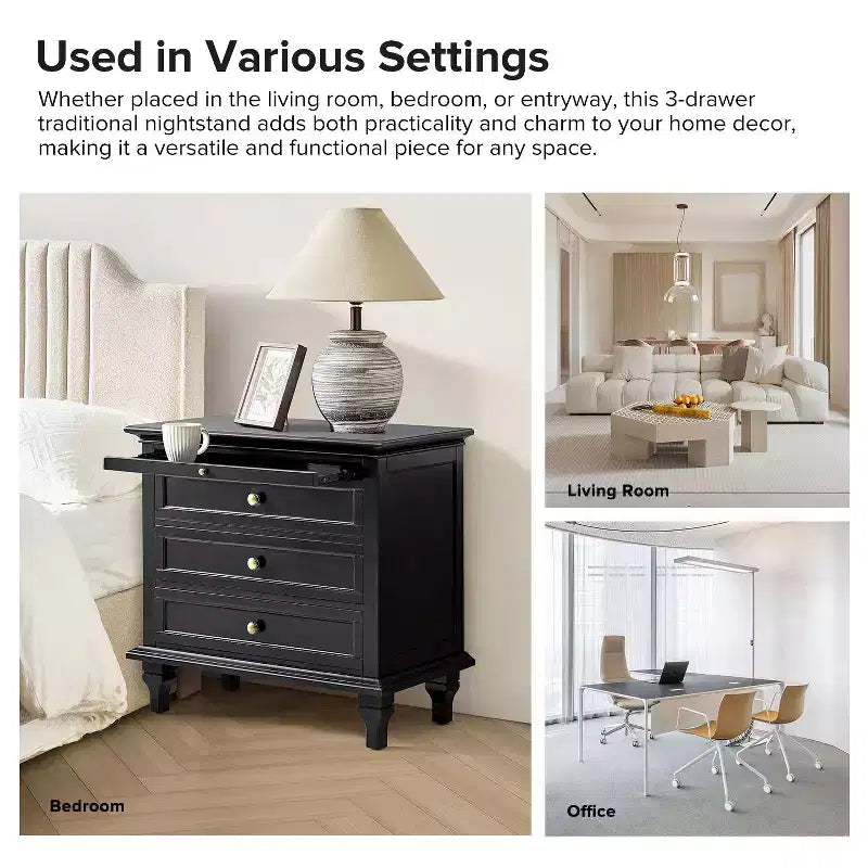 Giorgio 3 - Tavolino con cassetti e prese integrate Set di 2|HULALA HOME