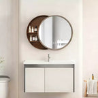 GDFStudio Norvyn Specchio da parete rotondo da 23,6 con armadietto contenitore scorrevole