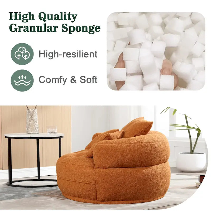 Poltrona Divano Pigro Rotondo – Bianco/Blu/Grigio/Giallo/Arancione/Rosarossa/Blu Scuro/Verde, Posto Singolo e Coppia