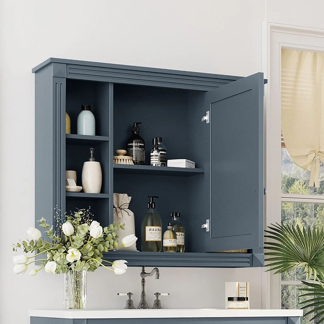 Mobile bagno moderno da 90 cm con lavabo integrato e specchiera, 2 ante e 2 cassetti