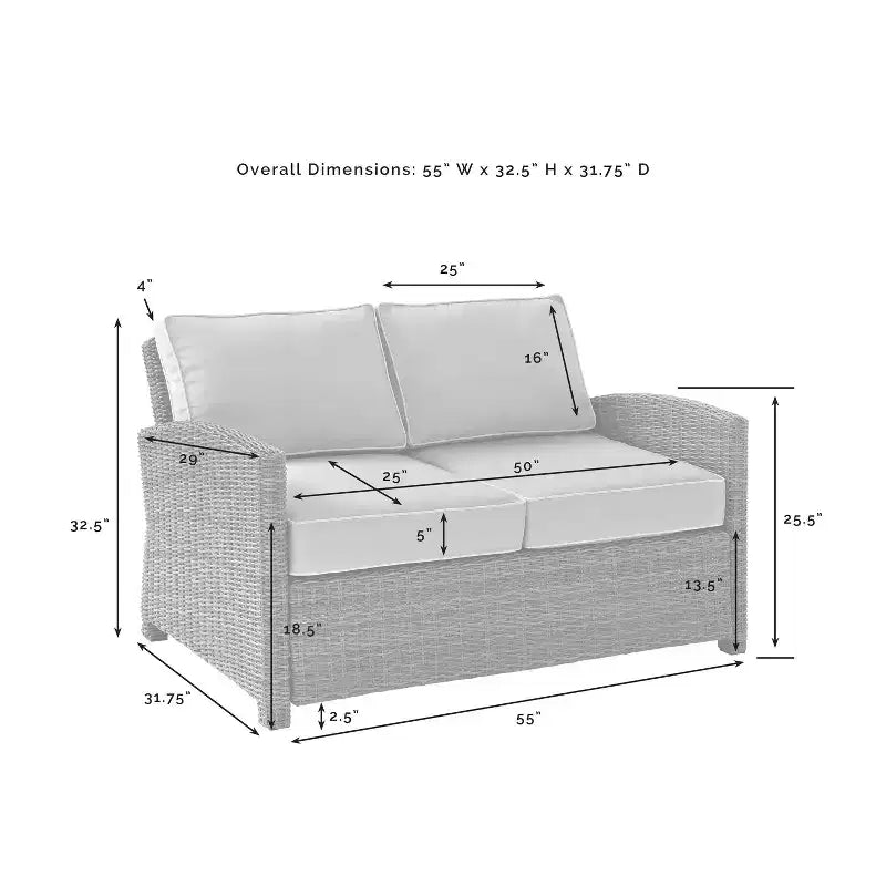 Set da conversazione da esterno a 4 pezzi in vimini Bradenton - Crosley