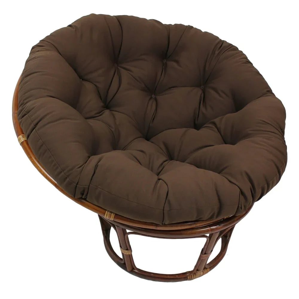 Poltrona Papasan Bali da 42 pollici in rattan con cuscino in twill
