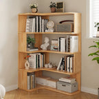 Libreria a giorno verticale a L in legno finitura naturale