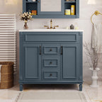Mobile bagno moderno da 90 cm con lavabo integrato e specchiera, 2 ante e 2 cassetti