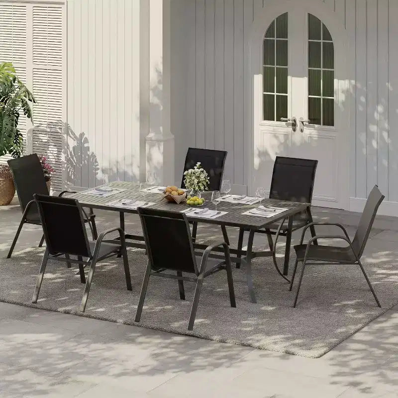 Sedie da patio, Set di 4/6 sedie da pranzo impilabili per esterni in textilene leggero per tutte le stagioni con braccioli per cortile, bordo piscina