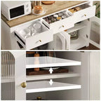 Buffet étroit de 140 cm avec 3 tiroirs et 4 portes pour cuisine, salle à manger, salon