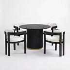 Ensemble de salle à manger rond moderne 5 pièces Christopher Knight Home Shankar avec chaises rembourrées en bois d'hévéa