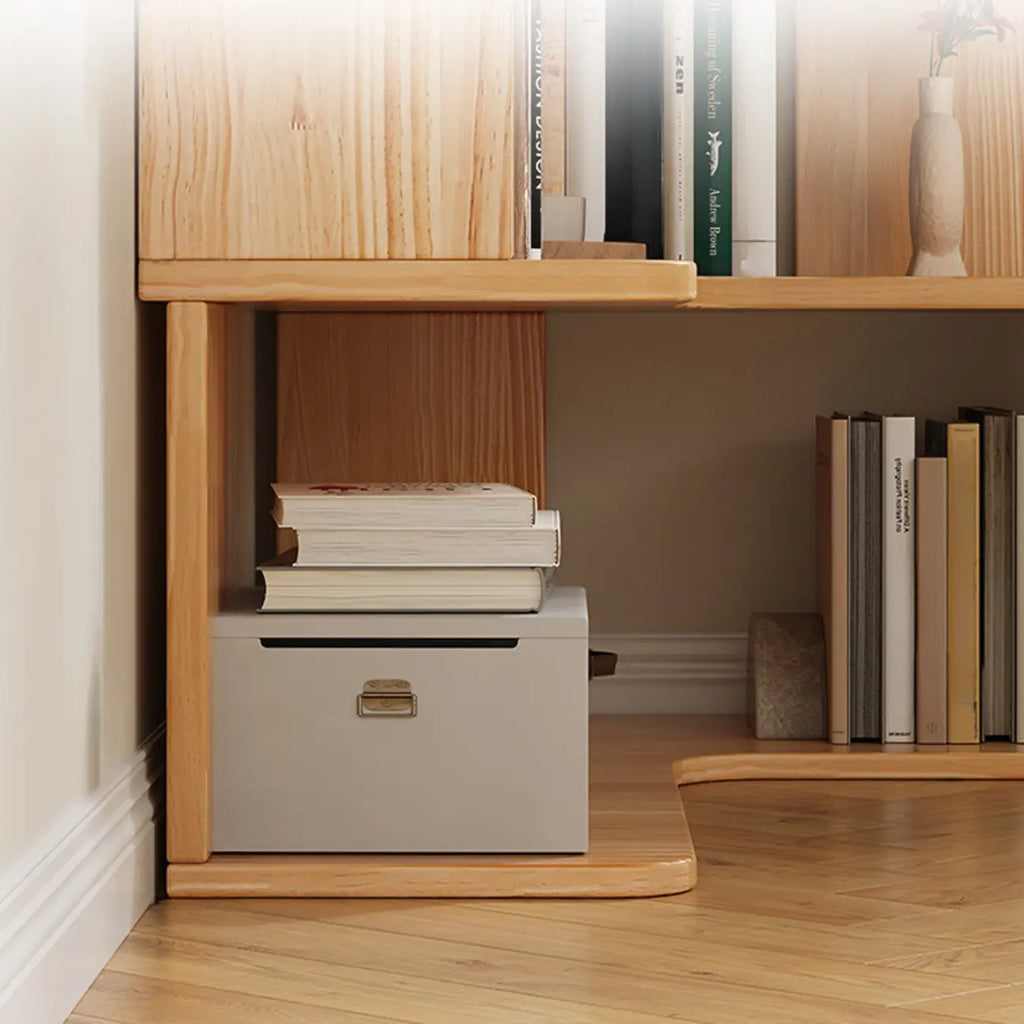 Libreria a giorno verticale a L in legno finitura naturale