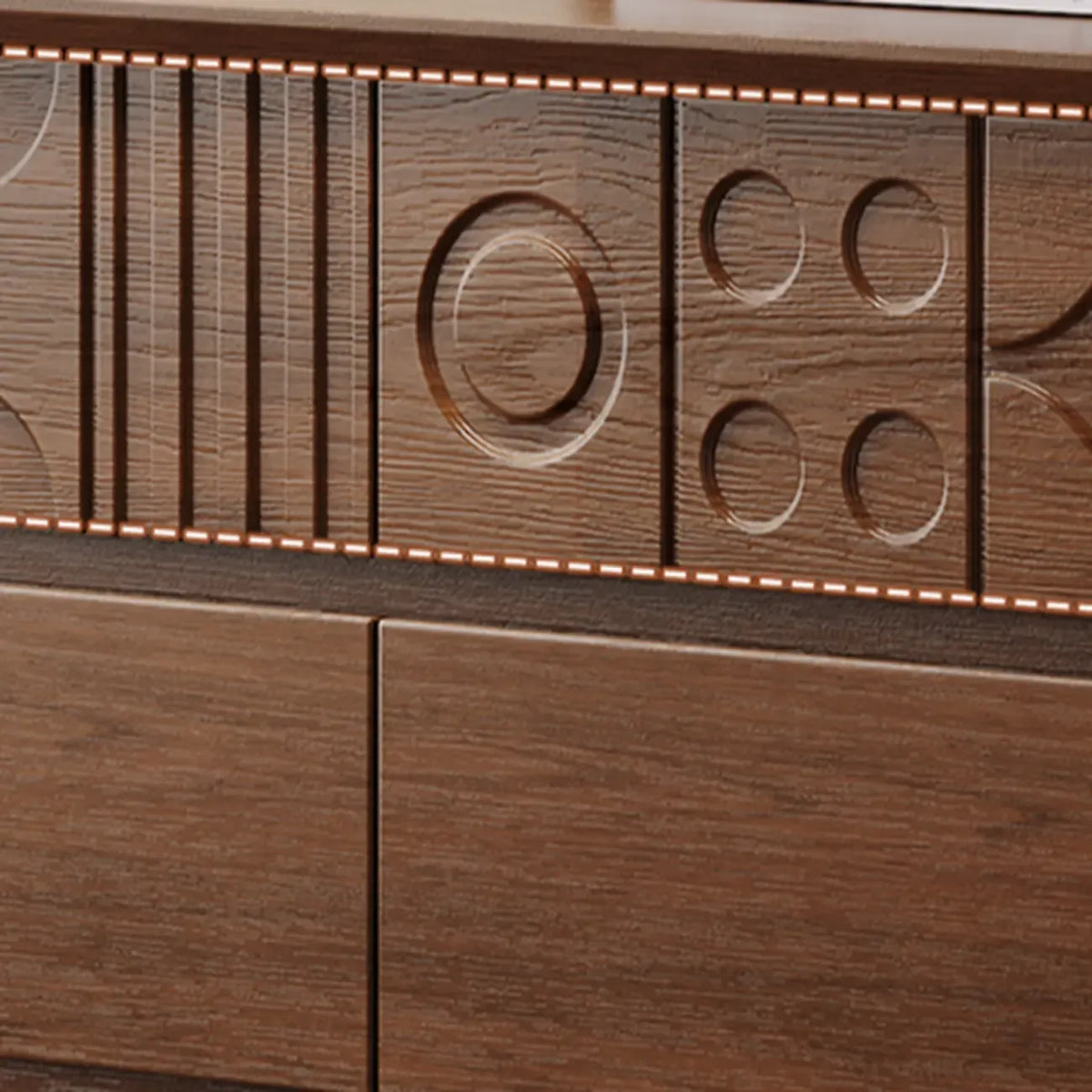 Comò in legno stile Art Déco con intagli geometrici