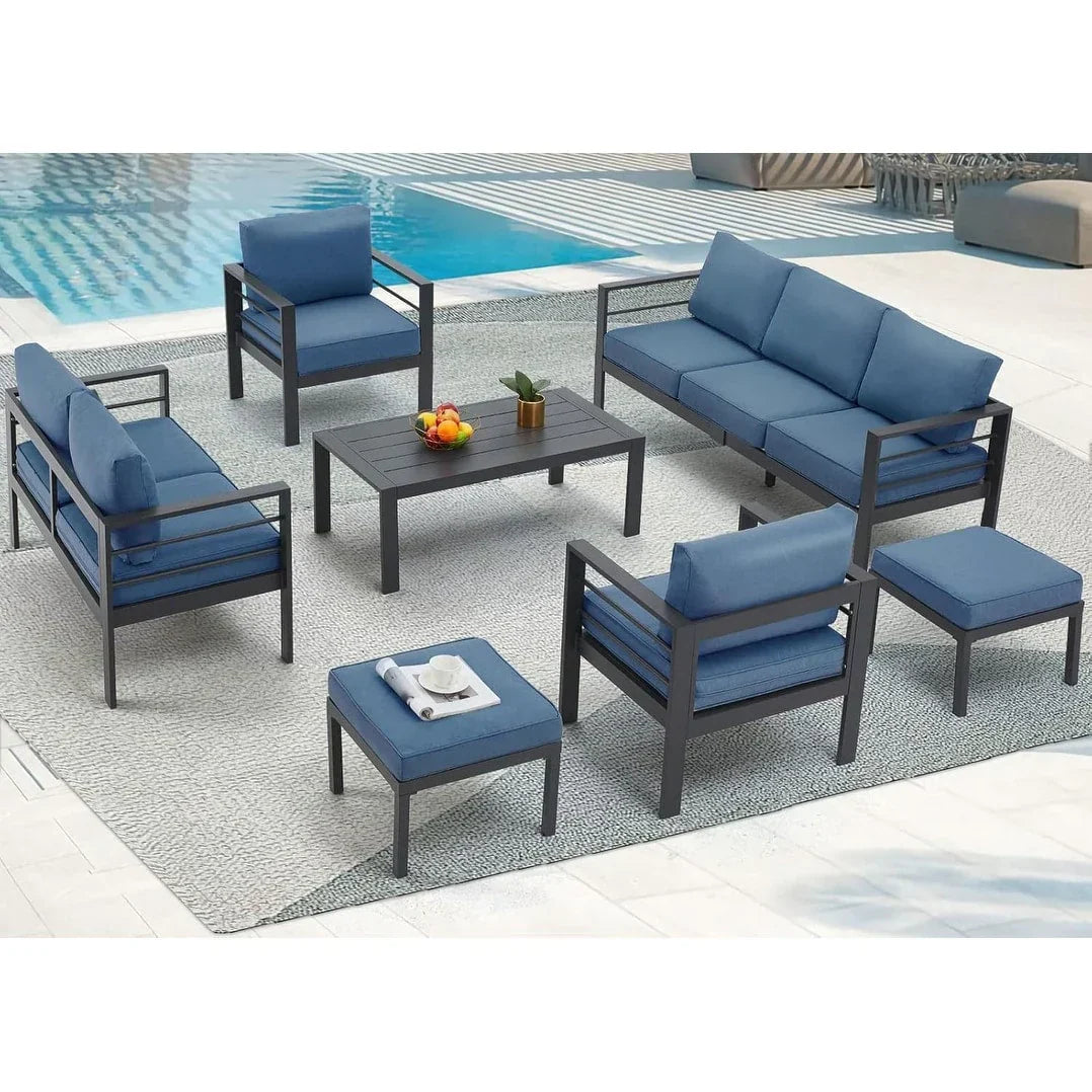AECOJOY Set di mobili da giardino a 7 pezzi in alluminio Set da conversazione per esterni