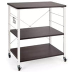 Scaffale da Cucina a 3 Livelli Costway, Carrello per Forno a Microonde con Gancio