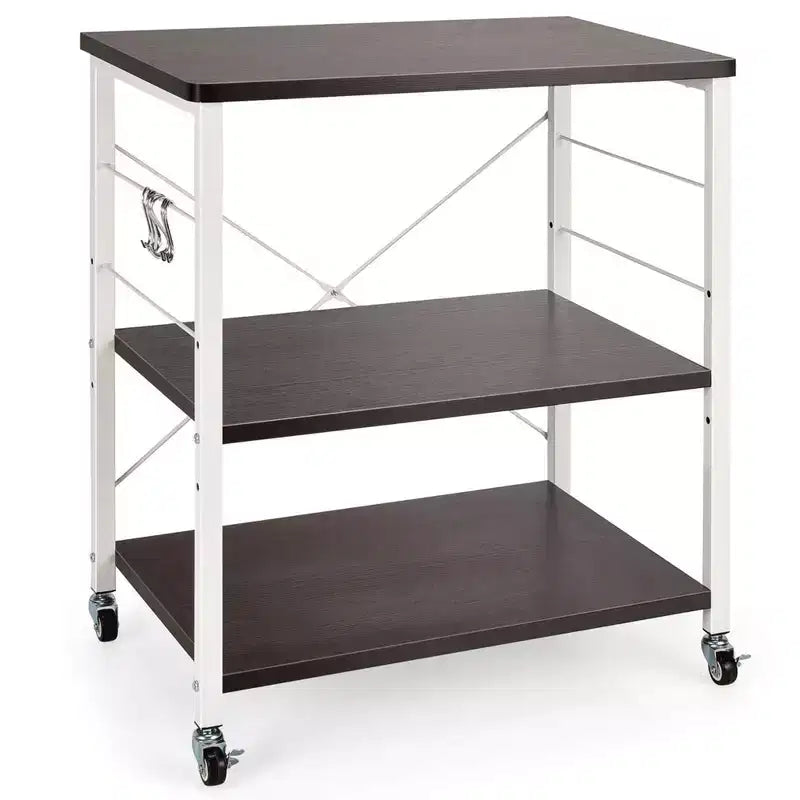 Scaffale da Cucina a 3 Livelli Costway, Carrello per Forno a Microonde con Gancio