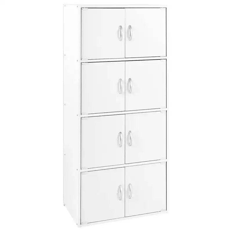 Hodedah HID44 Robusto armadio-libreria multiuso con 8 ante a montaggio a pavimento per casa e ufficio, finitura in legno di faggio